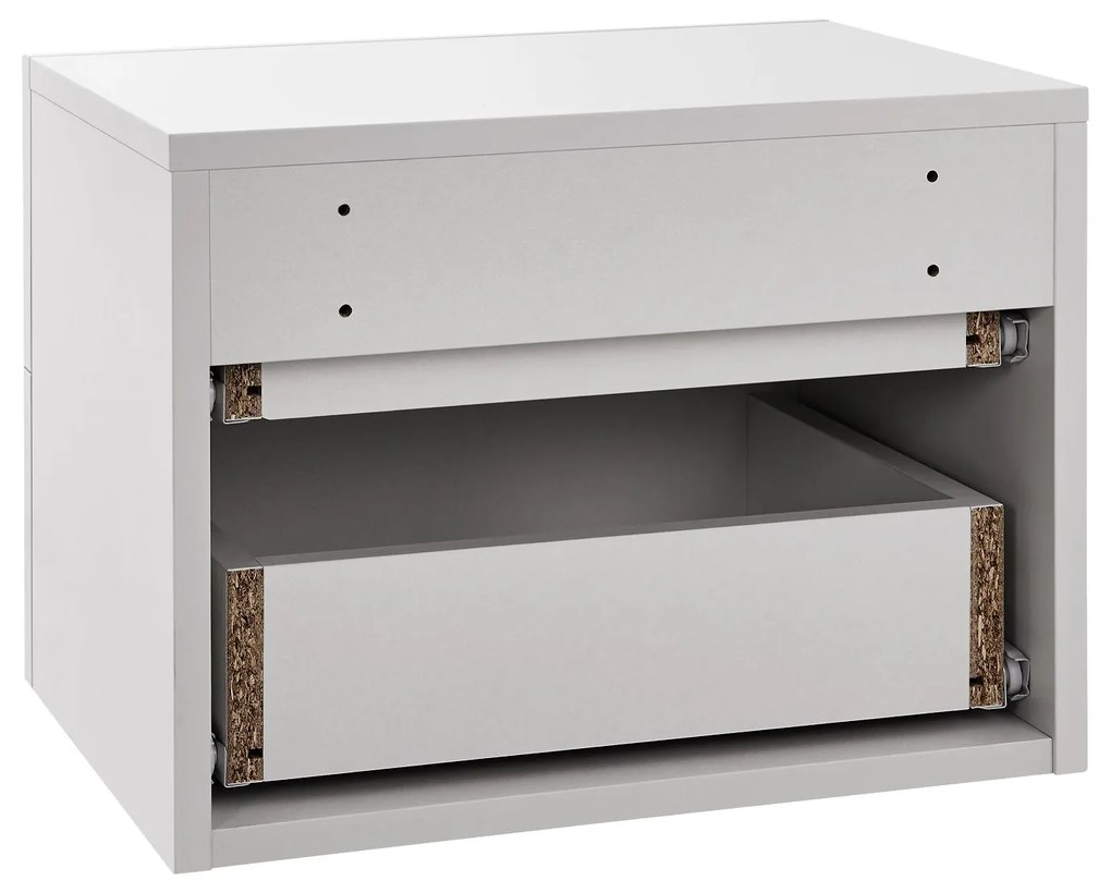 Noptiera 40x29x30 cm cu 2 sertare, alba
