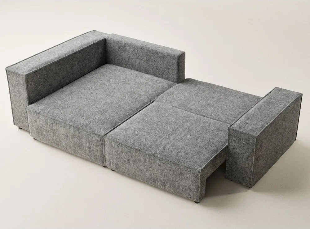 Colțar gri extensibil/cu spațiu de depozitare cu tapițerie din chenille (cu colț pe partea stângă/în formă de ”L”) Tonga – Maison de Rêve