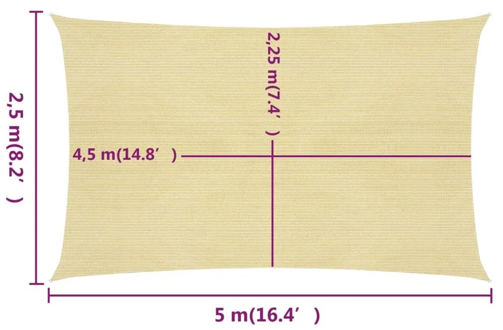 Panza parasolar, bej, 2,5x5 m, HDPE, 160 g m   Bej, 2.5 x 5 m