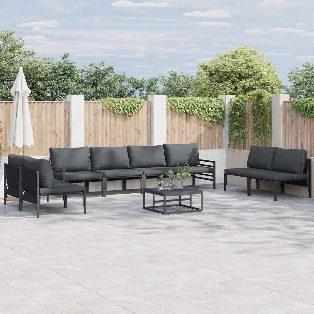 vidaXL Set de canapele pentru grădină 8 pcs Antracit Oțel