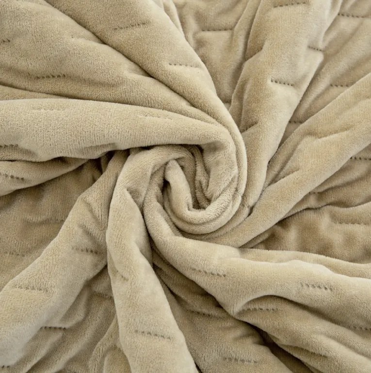 Cuvertura de pat din catifea ASTRALIA, bej Dimensiune: 170 x 210 cm