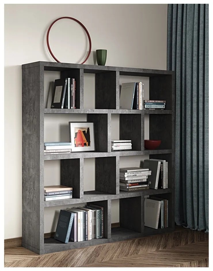 Bibliotecă gri cu aspect de beton 150x159 cm Berlin – TemaHome