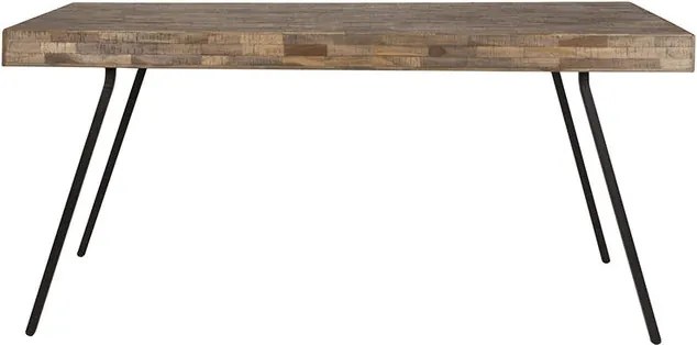 Masa maro/neagra din lemn tec reciclat si metal 90x180 cm Suri White Label