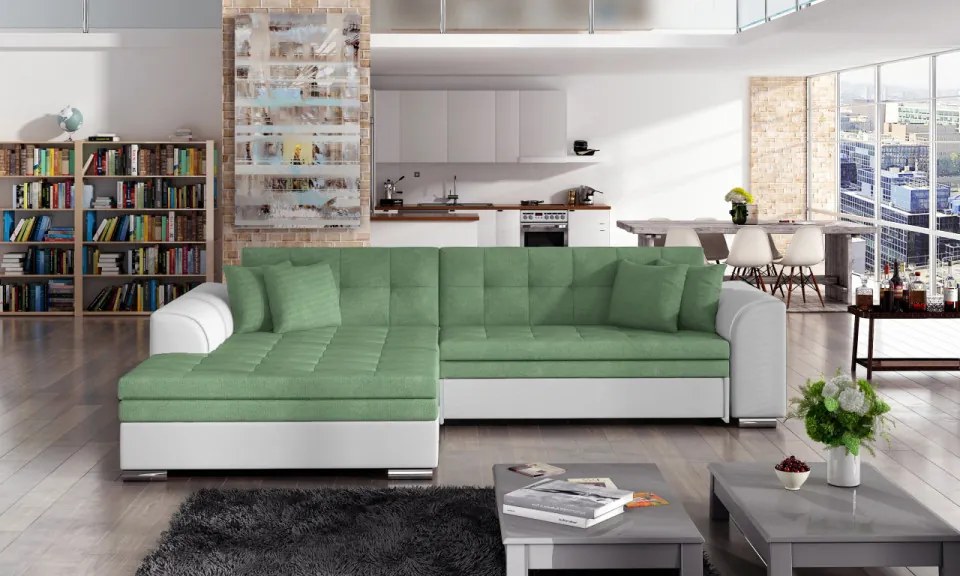 Coltar tapitat, extensibil, 295x80x195 cm, Sorento L02, Eltap (Culoare: Gri inchis / Alb)