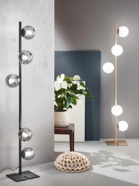 Ondaluce - Lampă de podea MONILE 5xE14/10W/230V 170 cm auriu/alb