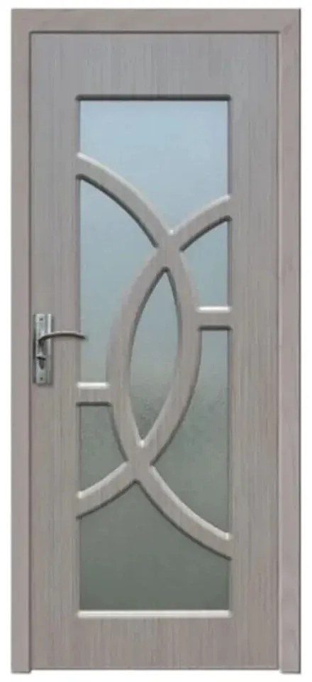 Usa Interior din MDF Novo Doors ND309, Cadru din Lemn Masiv, Geam Sablat, KIT COMPLET, Toc , Manere si balamale incluse (Culoare: Alb, Dimensiune: 80