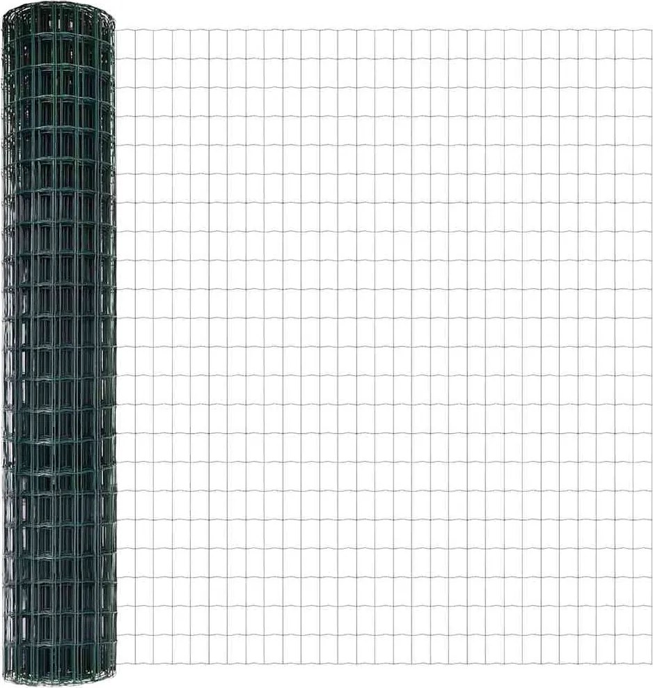 vidaXL Gard cu Stâlp Verde 1,5 x 10 m Oțel și PVC