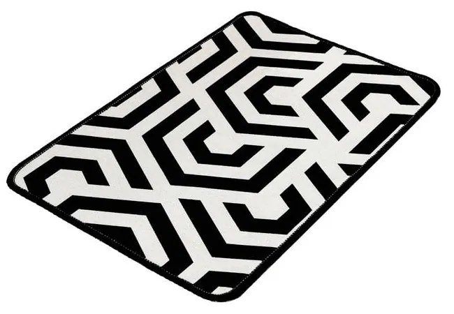 Covoraș de baie alb/negru 60x40 cm Line - Foutastic