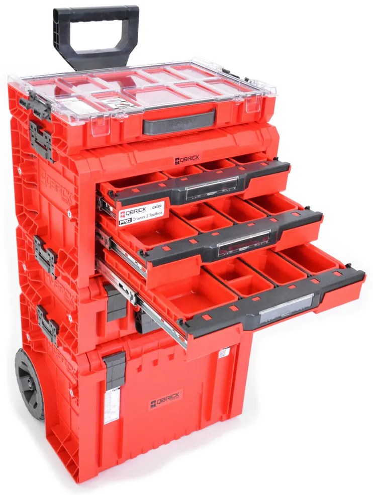 QBRICK SYSTEM PRO Cart 2.0 Red Ultra HD - Cutie de scule cu roți