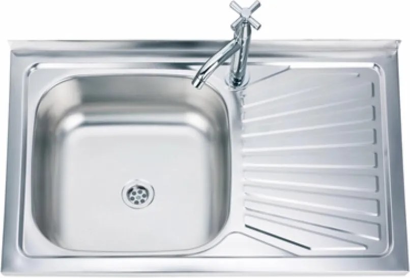Chiuveta inox Inter Ceramic cu o cuva si picurator dreapta finisaj inox lucios 80x50 cm