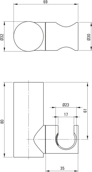 Round Suport de perete, pentru dușurile de mână, alamă ANR_C21U