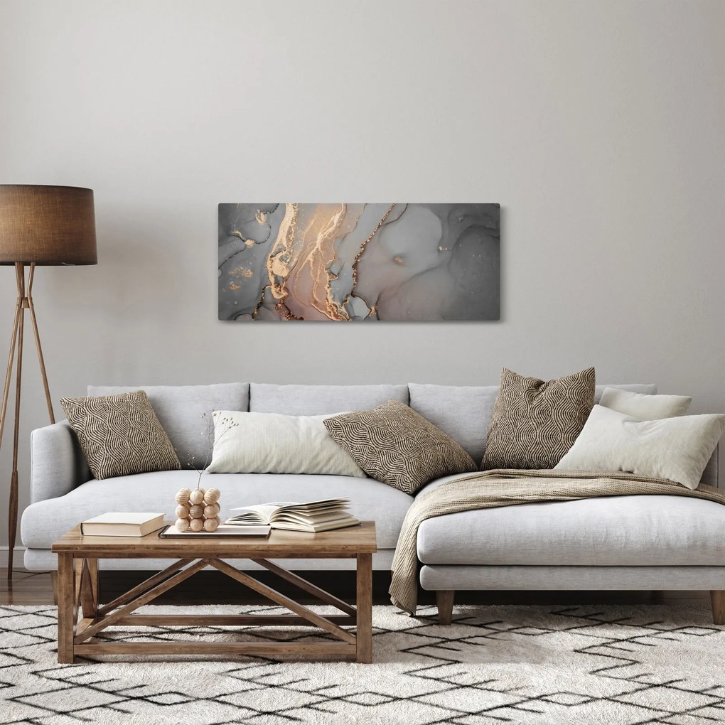 Tablou - Marmură gri-auriu (120x50 cm)