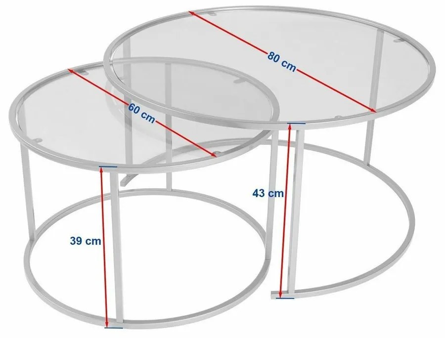 Set de măsuțe de cafea Aurum Gold 80 cm, 2buc.