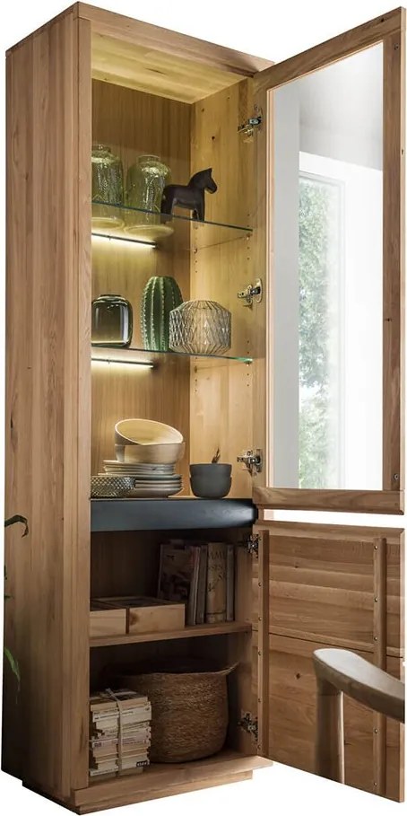 Vitrină lemn masiv I Urban Loft, 65 × 205 × 40 cm - stanga