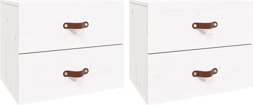 vidaXL Noptiere de perete, 2 buc., alb, 50x36x40 cm