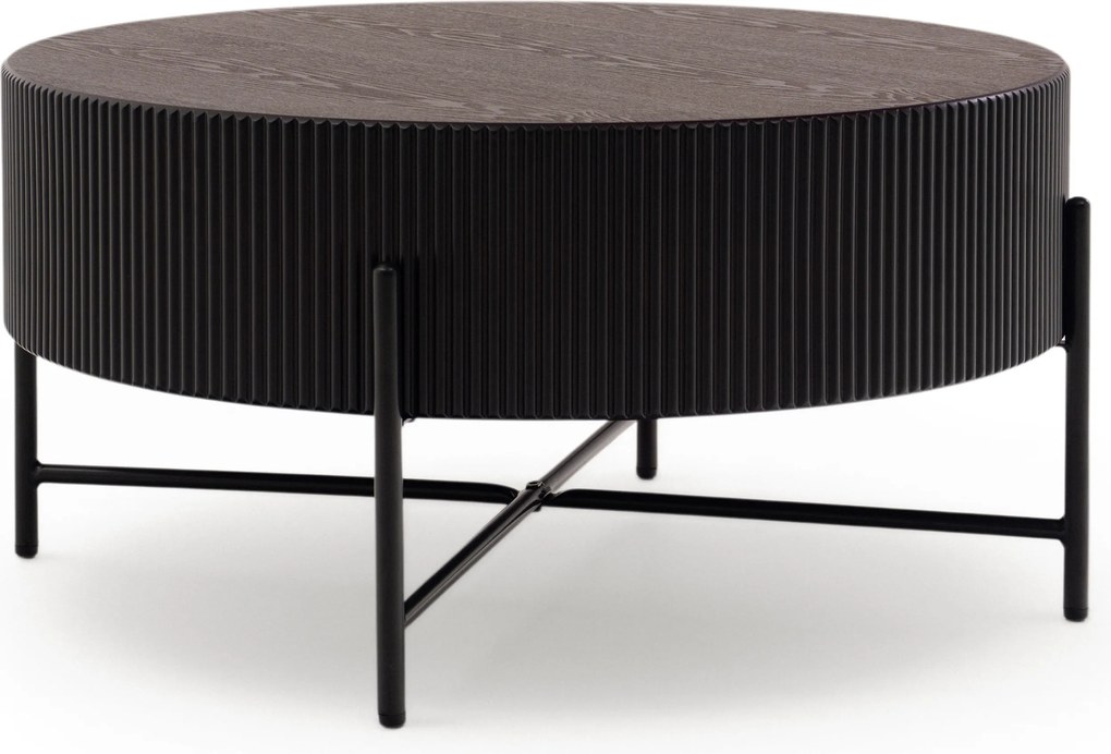 Măsuță de cafea pentru living Corbi 80 cm - nuc închis / negru mat