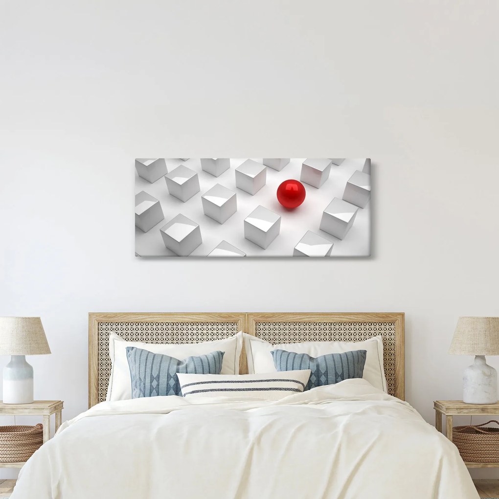 Tablou cu abstracție - cub cu bilă (120x50 cm)