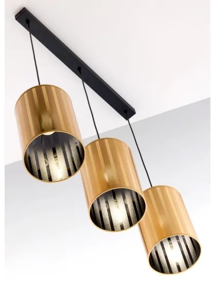 Jupiter 2092 - Lustră suspendată pe cablu CORTINA 3xE27/15W/230V auriu/negru