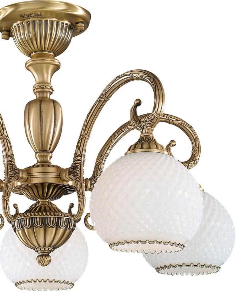 Lustra aplicata cu 5 brate clasic design italian din alama, sticla 8400 RA-PL. 8420/5