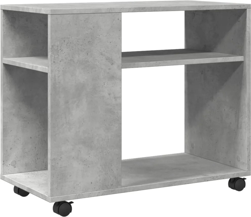 vidaXL Masă laterală cu roți, gri beton, 70x35x60 cm, lemn prelucrat