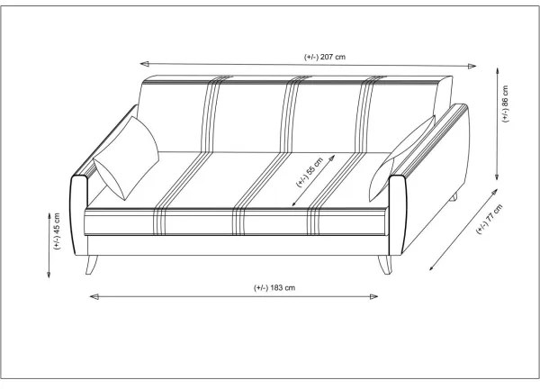 Canapea extensibilă KORFU, 3 locuri, bej