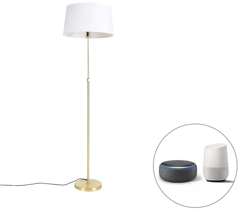 Lampă de podea inteligentă aurie cu abajur din in alb 45 cm inclusiv Wifi A60 - Parte