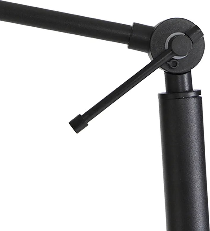 Lampă de podea neagră reglabilă cu abajur din material bej tip teddy de 50 cm - Editor