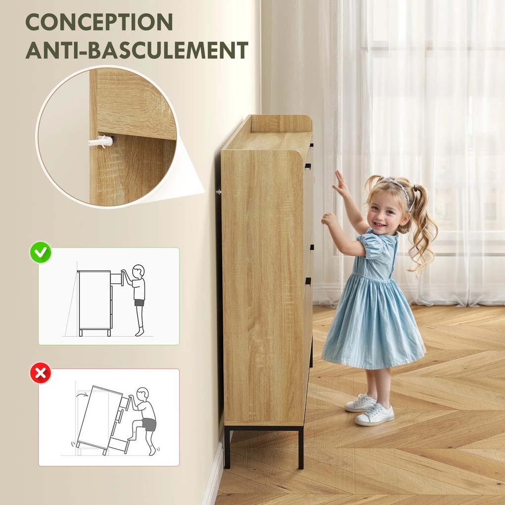 HOMCOM Mobila de pantofi 16 perechi cu 4 sertare, uși rabatabile, rafturi reglabile, 110 x 23,5 x 95,5 cm, stejar | Aosom Romania