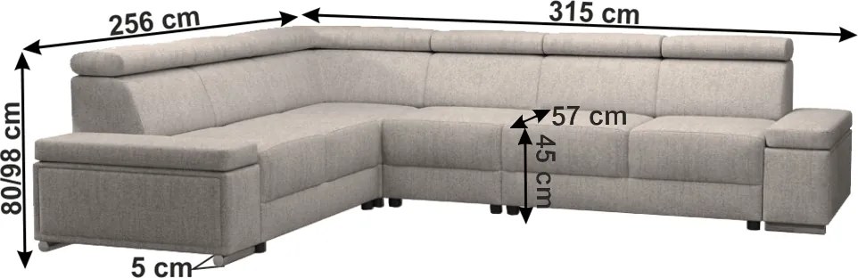 Colţar, gri bej Taupe, model stânga, BOBY