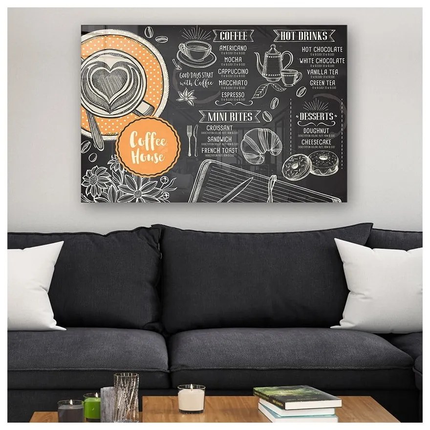 Tablou din sticlă 70x50 cm Coffee House – Wallity