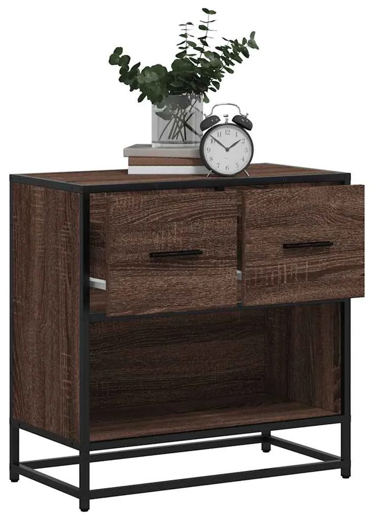 vidaXL Noptiera stejar maro 60x31x60 cm lemn prelucrat si metal