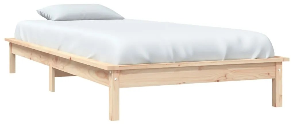 Cadru de pat Single 3FT, 90x190 cm, lemn masiv de pin Maro, 90 x 190 cm