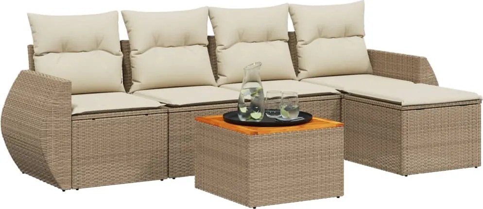 vidaXL Set canapele de grădină cu perne, 6 piese, bej, poliratan