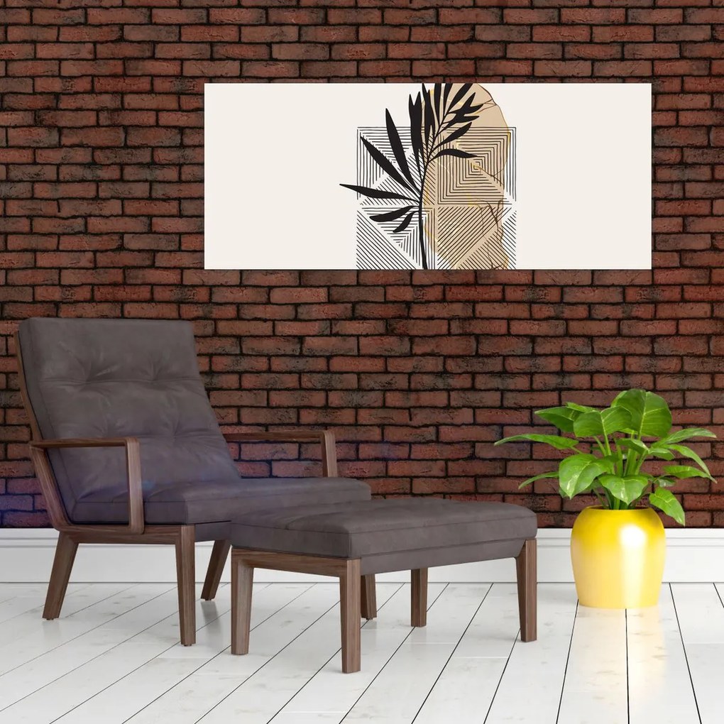 Tablou - Abstracție cu frunze tropicale N⁰1 (120x50 cm)