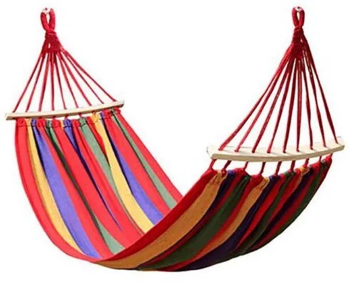 Hamac bumbac, multicolor, Verk Group, Emilia, cu rame lemn, max 150 kg, 200x80 cm