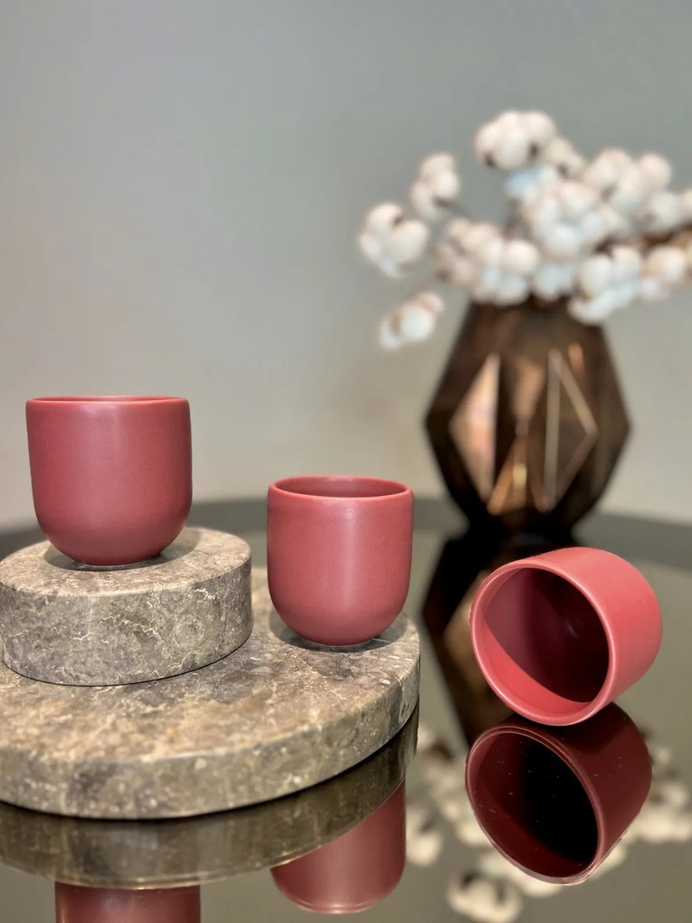 Pahar Cafea Ceramica Novum (Rosu Grena-Mat, 250ml) Gresie Glazurata Manual