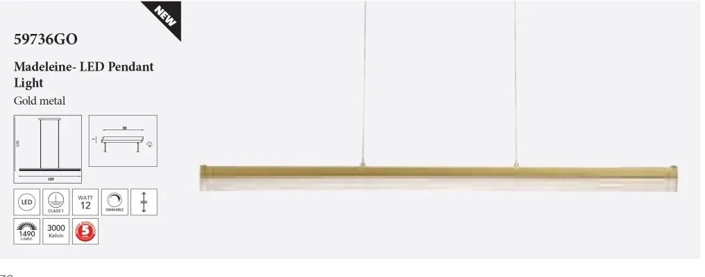 Lustra LED suspendata metal auriu Madeleine