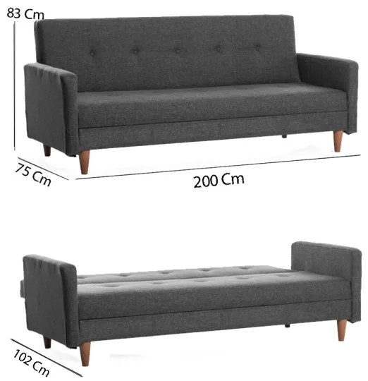 Canapea NARA cu 2 locuri, gri închis