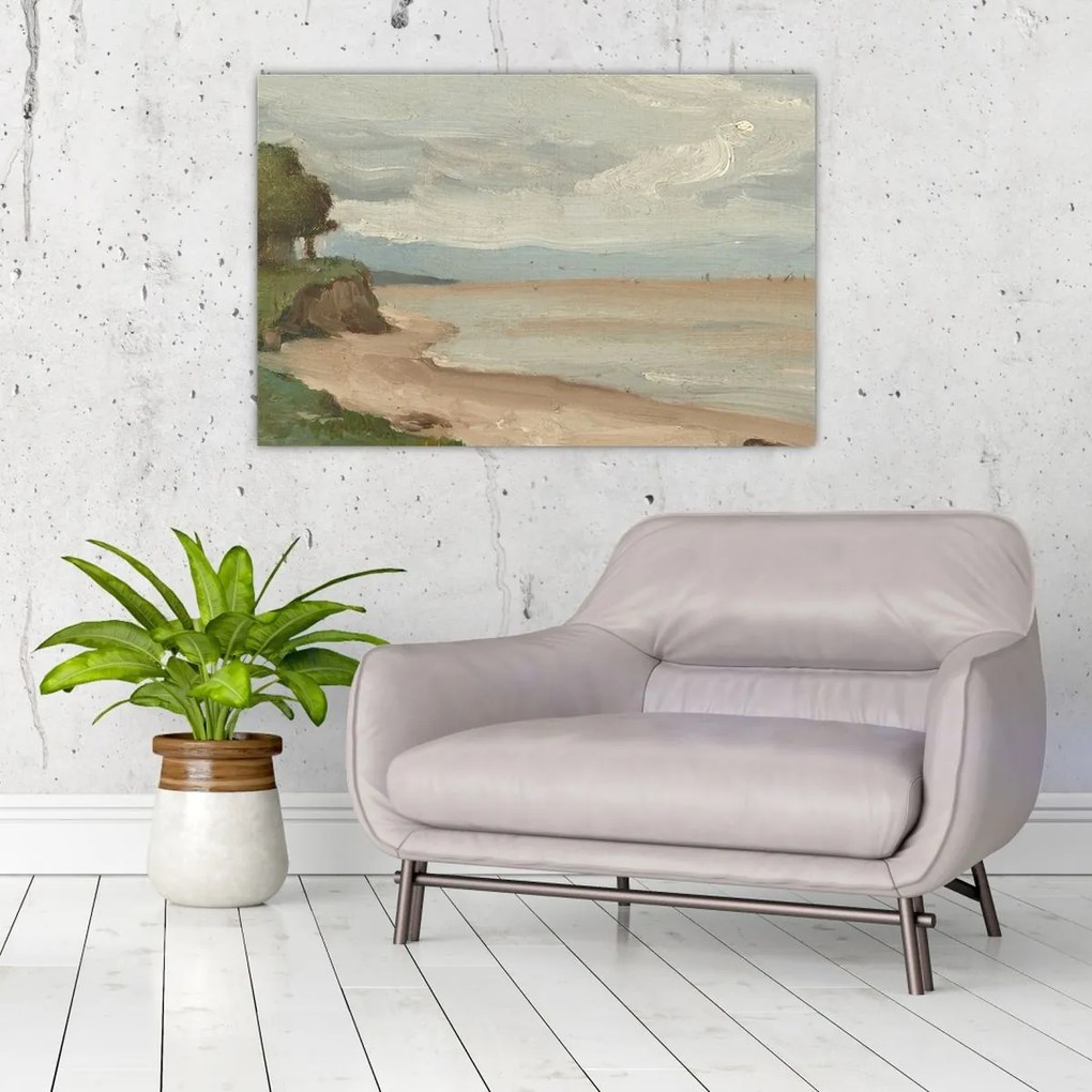 Tablou - Jean-Baptiste-Camille Corot, Beach Near Etretat, reproducere (90x60 cm)