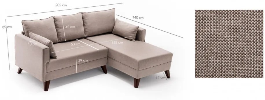 Coltar Extensibil Bella Corner Sofa Right 2, Crem