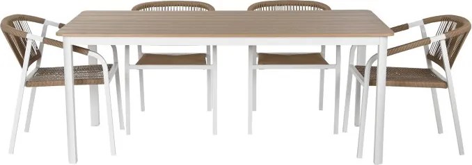 Set dining exterior din aluminiu și rășină, masă + 5 scaune