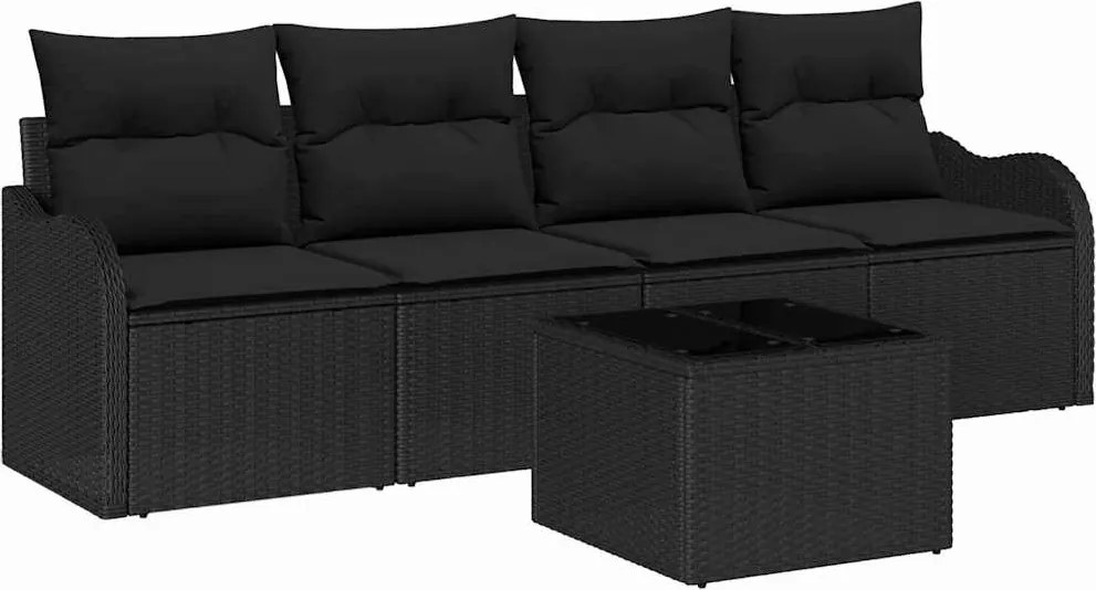 vidaXL Set de canapele pentru grădină Negru poliratan