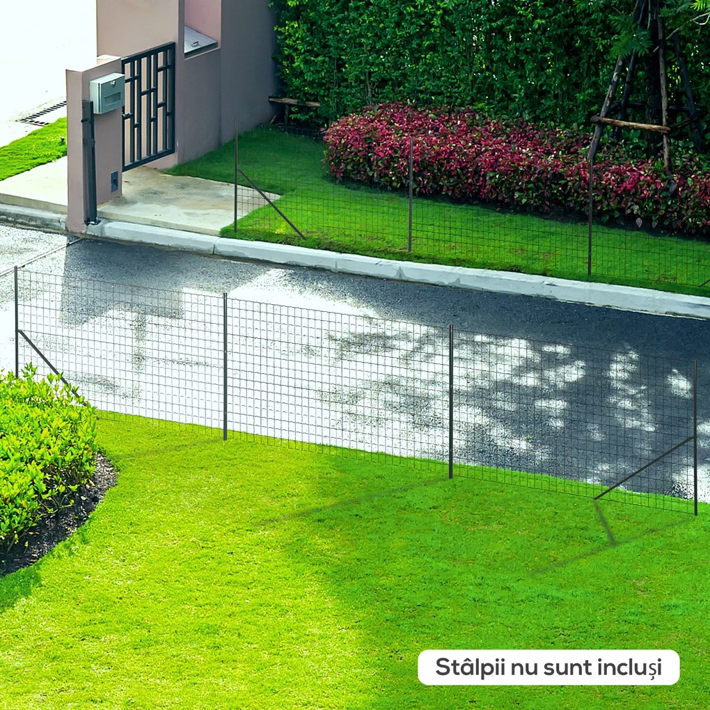 Outsunny Plasă de Împrejmuire din Oțel Plastifiat Verde, Protecție pentru Grădini, Rola de 25m, Înălțime 1.7m | Aosom Romania