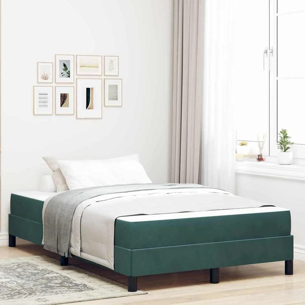 vidaXL Pat boxspring cu saltea Verde închis 120 x 200 cm Catifea