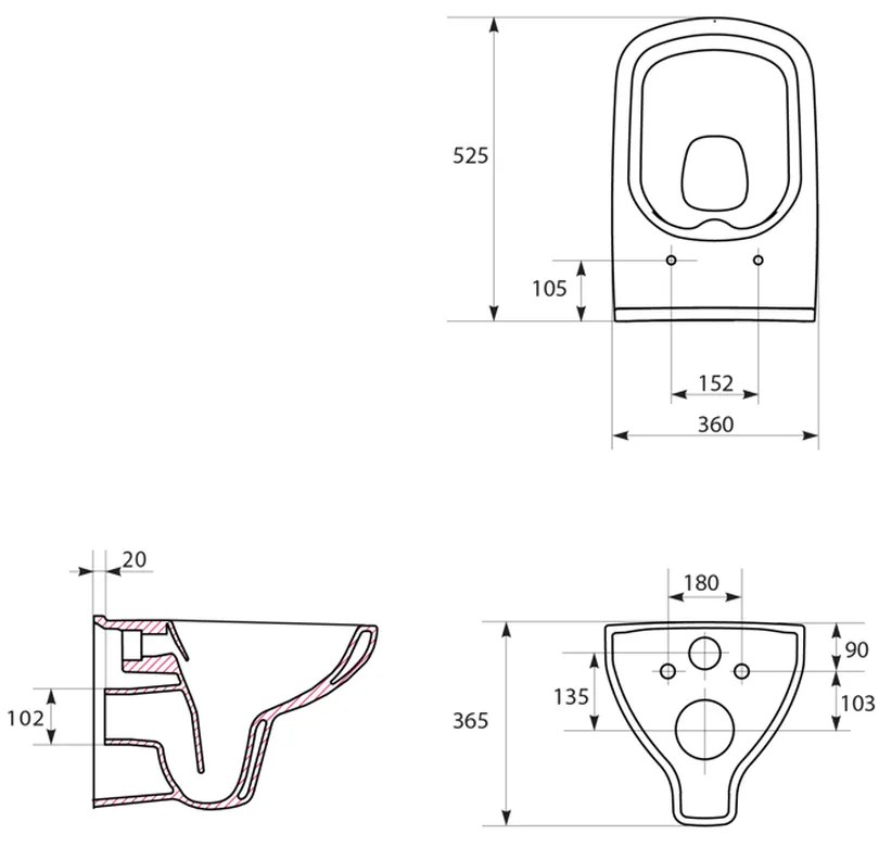 Vas wc suspendat rimless Cersanit Colour New, alb