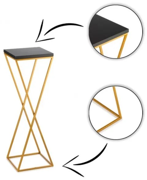 Suport pentru flori LOFT 70x24 cm auriu/negru