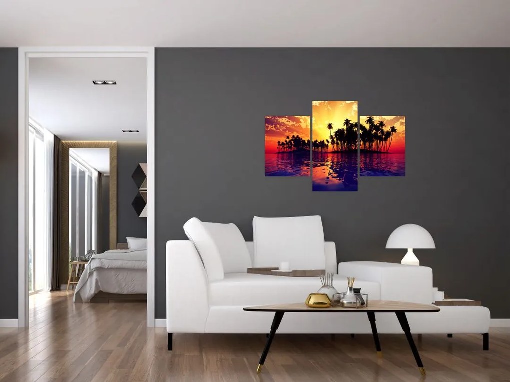 Tablou insulă în apus de soare (90x60 cm)