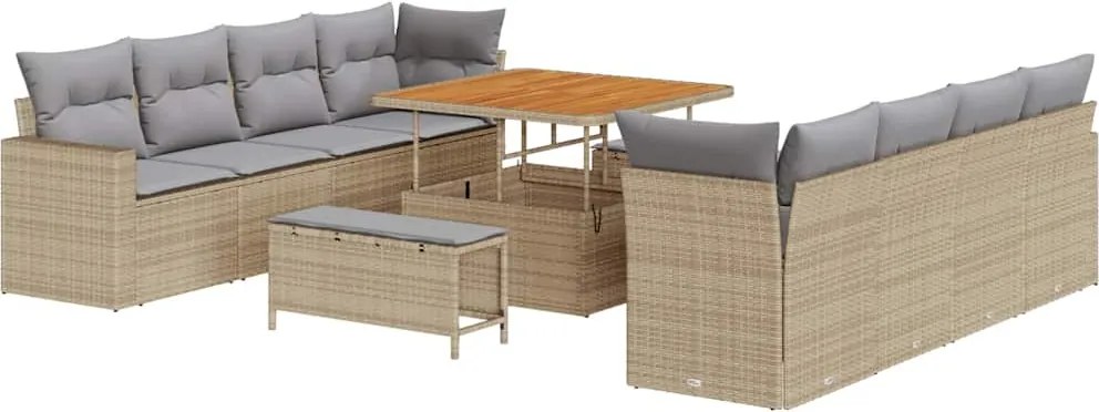vidaXL Set de canapele pentru grădină 12 pcs Beige și gri deschis