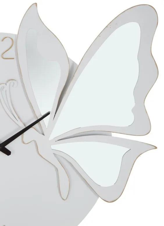 Ceas decorativ alb din metal / sticla, 66 x 64 x 4,5 cm, Farfalla Mauro Ferreti