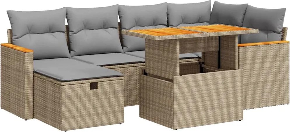 vidaXL Set canapele de grădină, 8 piese, cu perne, bej, poliratan